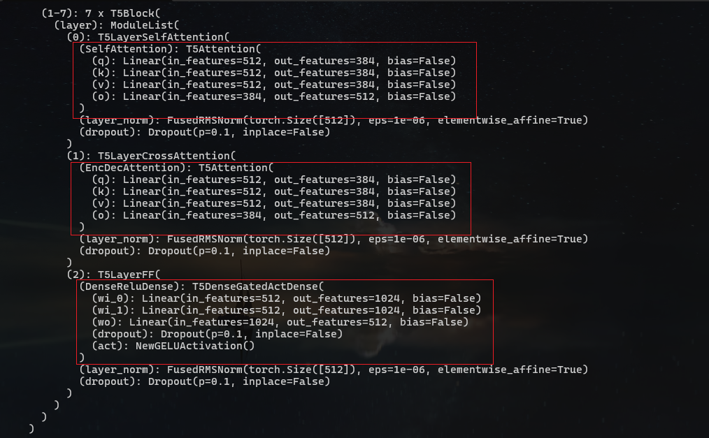 T5 网络架构的部分截图