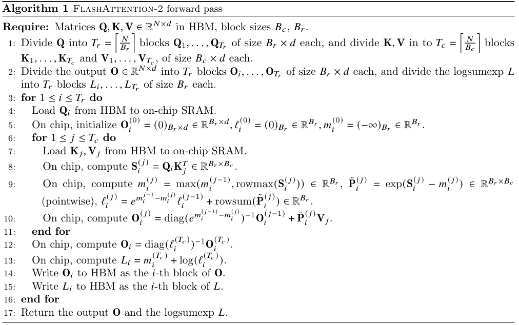 flash attention V2 forward pass